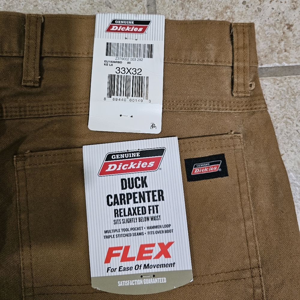 Dickies Men’s 33x32 Carpenter Pants Brown Duck Canvas Workwear Utility Y2K - Picture 4 of 6